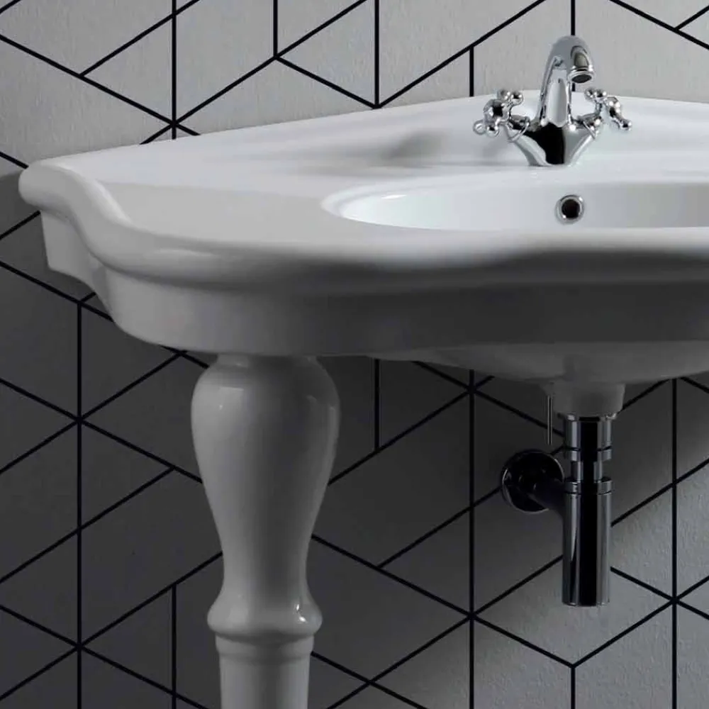 Viadurini Bathroom Keramikwaschbecken-Modernes Wandwaschbecken aus Keramik mit oder ohne Beinen L 90 cm Avise