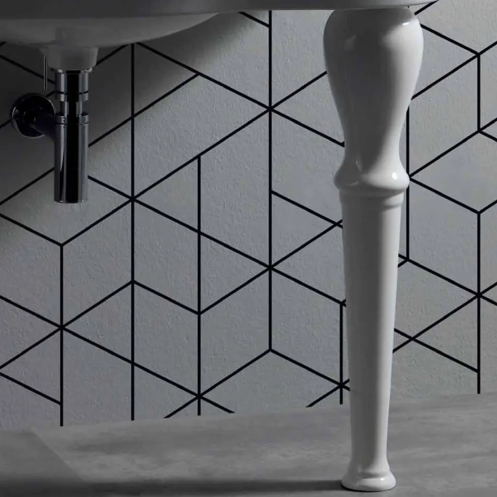 Viadurini Bathroom Keramikwaschbecken-Modernes Wandwaschbecken aus Keramik mit oder ohne Beinen L 90 cm Avise