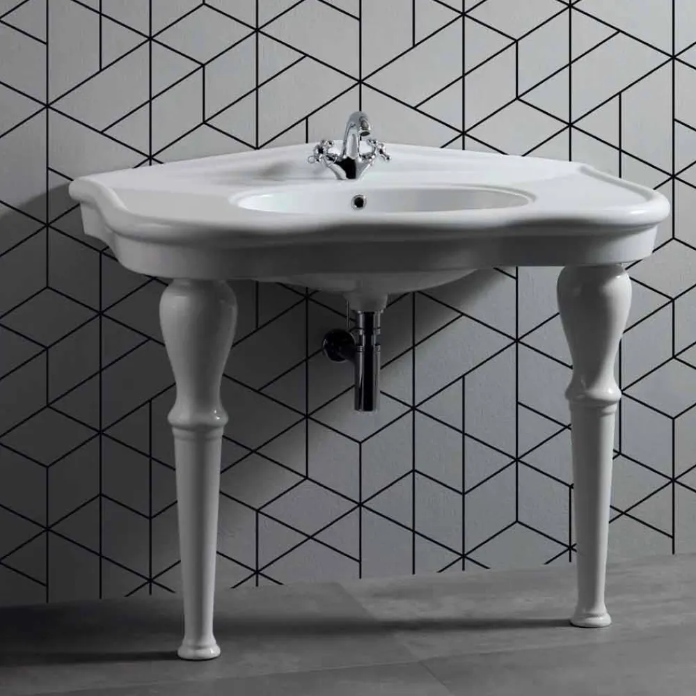 Viadurini Bathroom Keramikwaschbecken-Modernes Wandwaschbecken aus Keramik mit oder ohne Beinen L 90 cm Avise