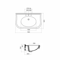 Viadurini Bathroom Keramikwaschbecken-Modernes Wandwaschbecken aus Keramik mit oder ohne Beinen L 90 cm Avise