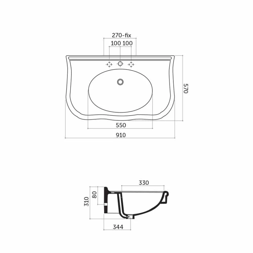 Viadurini Bathroom Keramikwaschbecken-Modernes Wandwaschbecken aus Keramik mit oder ohne Beinen L 90 cm Avise