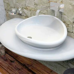 Viadurini Design Design Waschbecken Aus Solid Surface-Modernes Waschbecken Stone Made in Italy