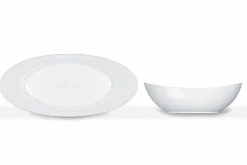 Viadurini Kitchen Geschirr Teller-Modernes weißes Porzellan Oval Design Servierset 2 Stück - Teleskop