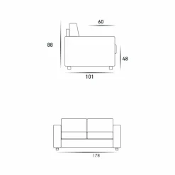 Stile Relax Moderne Sofas-Modernes Zweisitzer-Sofa maxi aus Kunstleder/Stoff made in Italy Mora