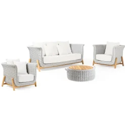 Viadurini in the Garden Garten Lounge Set-Modulare Gartenlounge aus Teakholz und handgewebtem Seil - Arjuna