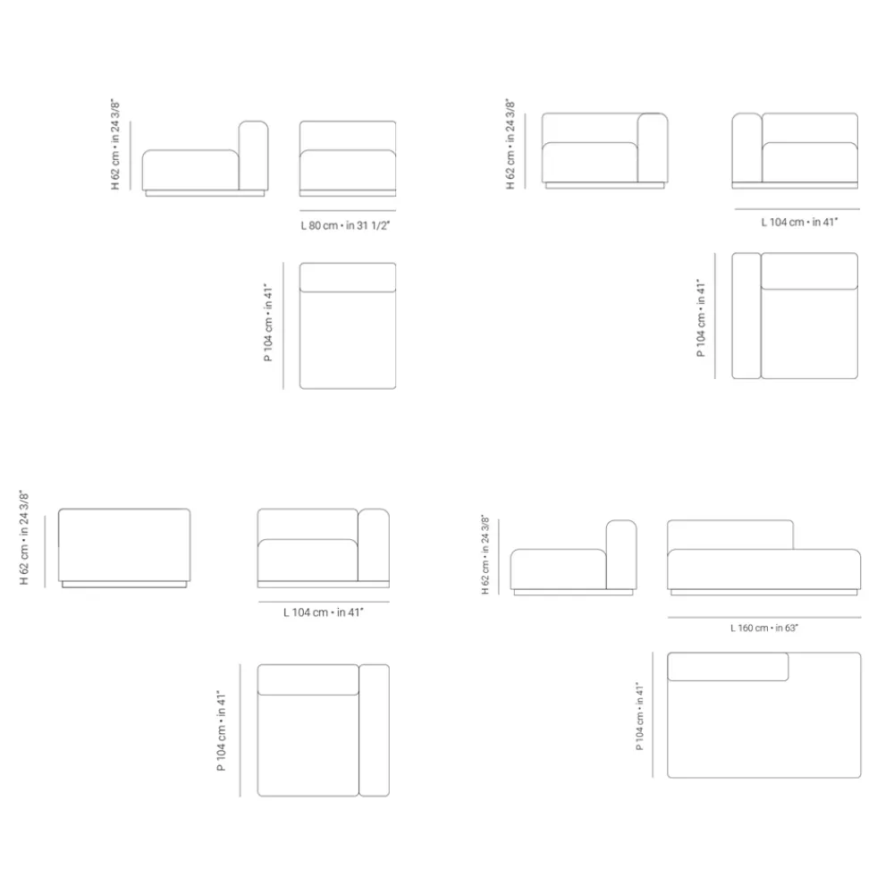 Viadurini in the Garden Gartensofas-Modulares Gartensofa aus marineblauem Sperrholz Made in Italy - Bahias
