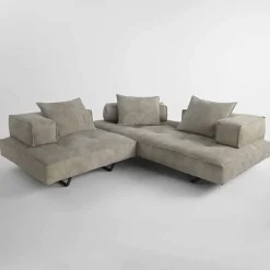 Viadurini Italian Sofas Moderne Sofas-Modulares Sofasystem Cardo 3 aus Leder im rustikalem Look NABUK