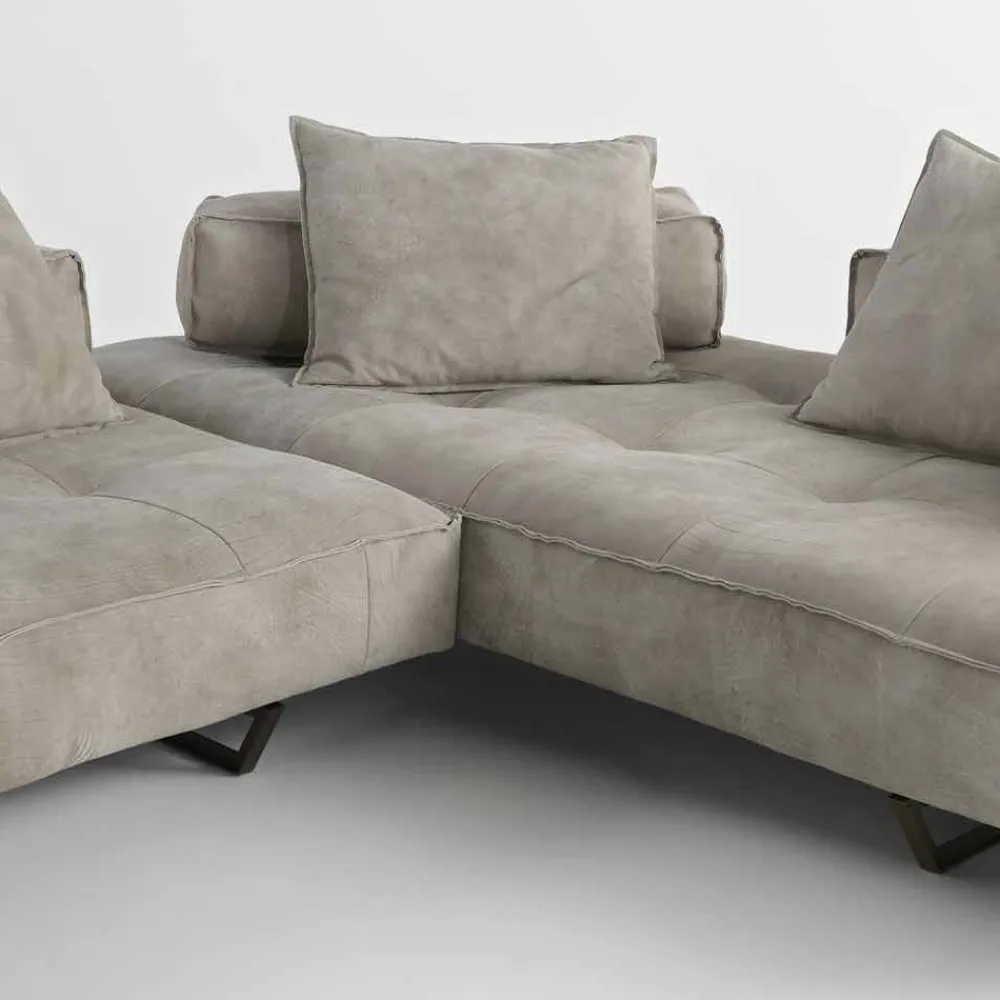 Viadurini Italian Sofas Moderne Sofas-Modulares Sofasystem Cardo 3 aus Leder im rustikalem Look NABUK