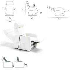 Stile Relax Aufstehsessel Und Massagesessel-Motorisierte Relax-Drehsessel, 2 Motoren Leder/Kunstleder/Stoff Bluma