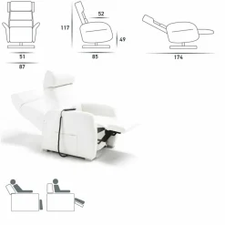 Stile Relax Aufstehsessel Und Massagesessel-Motorisierter Relax-Drehsessel aus Stoff/Leder/Kunstleder 2 Motoren Bao