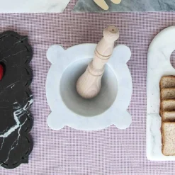 Viadurini Kitchen Küchenzubehör-Mörser aus weißem Carrara-Marmor mit Holzstößel Made in Italy - Winda
