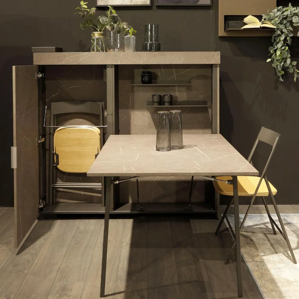 Viadurini Living Tv-Möbel-Multifunktionaler Drehschrank mit TV-Ständer und integriertem Tisch, hergestellt in Italien – Illusione