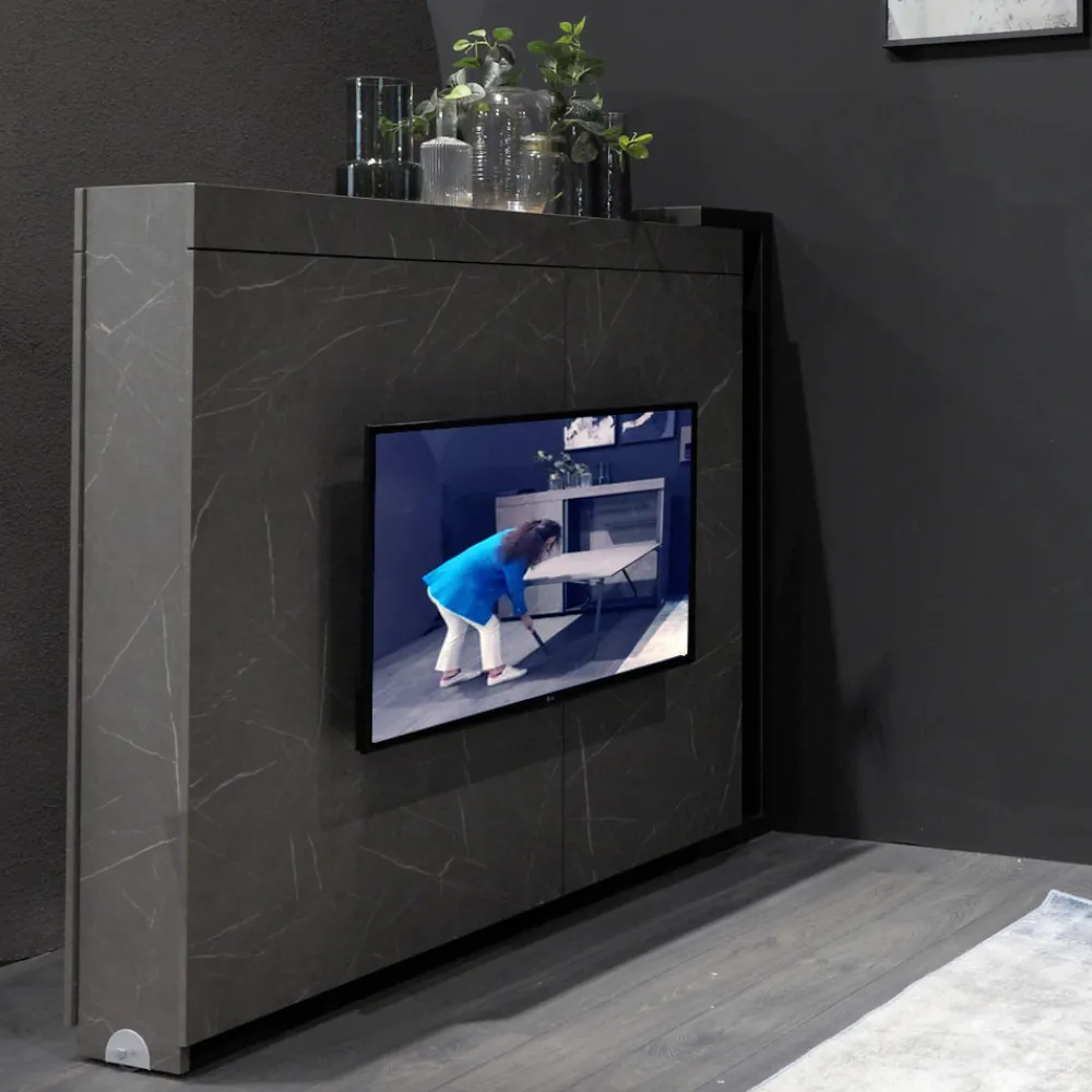 Viadurini Living Tv-Möbel-Multifunktionaler Drehschrank mit TV-Ständer und integriertem Tisch, hergestellt in Italien – Illusione