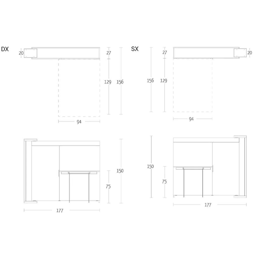 Viadurini Living Tv-Möbel-Multifunktionaler Drehschrank mit TV-Ständer und integriertem Tisch, hergestellt in Italien – Illusione