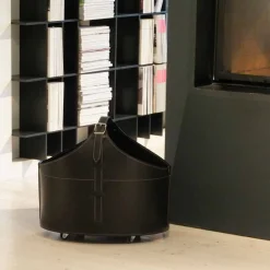 Firestyle Kaminholzständer Aus Leder Und Kunstleder-Multifunktionelle Kaminholztasche aus Leder undRollen Fabia