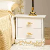 Viadurini Living Nachttische-Nachtschrank weiß mit 2 Schubladen und Deko in Gold Kush