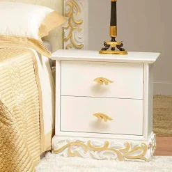 Viadurini Living Nachttische-Nachtschrank weiß mit 2 Schubladen und Deko in Gold Kush