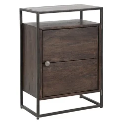 Viadurini Living Nachttische-Nachttisch aus Akazienholz mit Eisenstruktur im Industriestil - Cacio