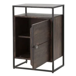 Viadurini Living Nachttische-Nachttisch aus Akazienholz mit Eisenstruktur im Industriestil - Cacio