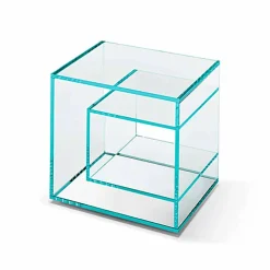 Viadurini Living Nachttische|Moderne Couchtische-Nachttisch aus extra klarem Glas 2 Dimensionen Made in Italy - Linzy