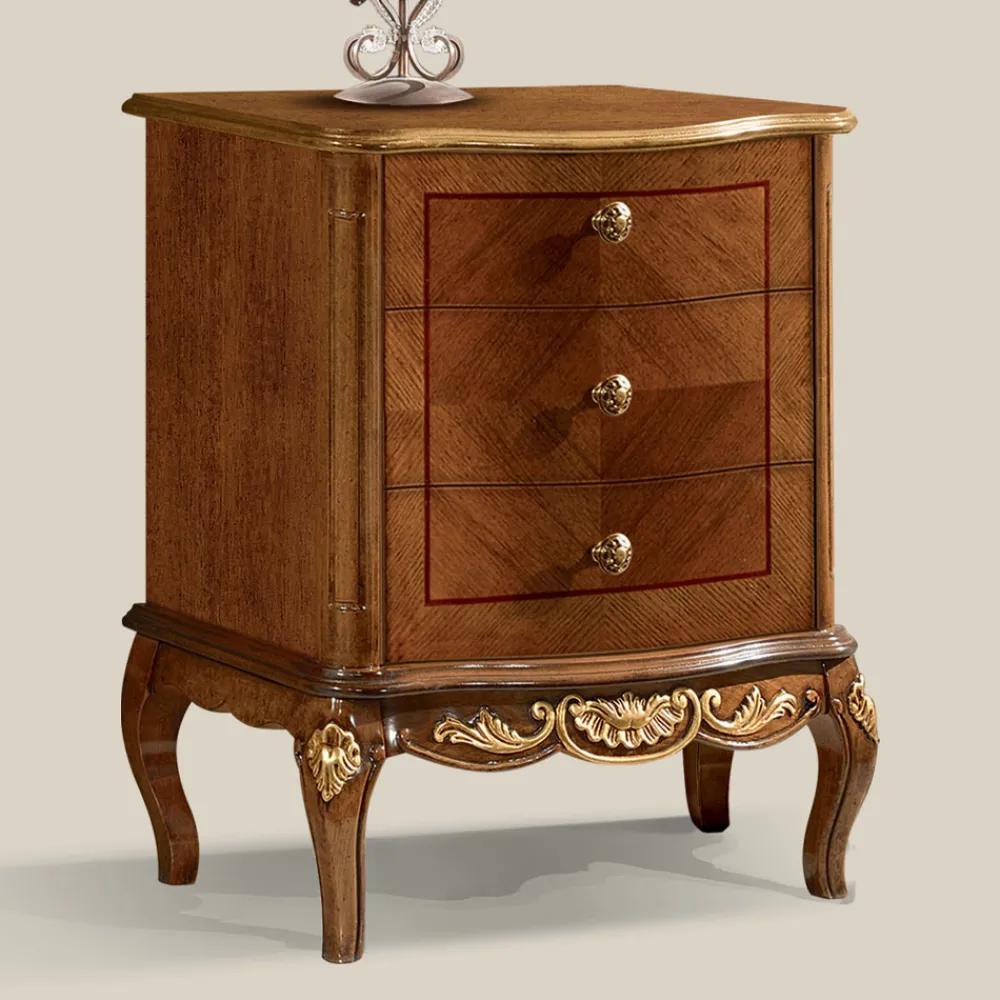 Viadurini Classic Nachttische-Nachttisch aus Holz mit 3 Schubladen Made in Italy - Chantilly