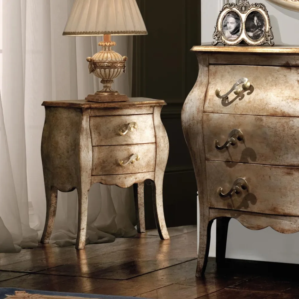 Viadurini Night Design Nachttische-Nachttisch aus Lindenholz mit 2 Schubladen, hergestellt in Italien – Bled