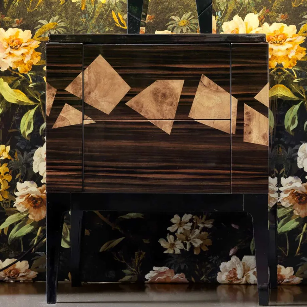 Grilli Nachttische-Nachttisch aus Nussbaum- und Ebenholz Zarafa made in Italy