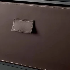 Viadurini Living Nachttische|Moderne Couchtische-Nachttisch aus Rauchglas mit Lederschublade 2 Dimensionen - Linzy