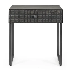 Viadurini Living Kommoden|Moderne Couchtische-Nachttisch aus Stahl und Mangoholz im ethnischen Design - Mireo