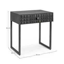 Viadurini Living Kommoden|Moderne Couchtische-Nachttisch aus Stahl und Mangoholz im ethnischen Design - Mireo