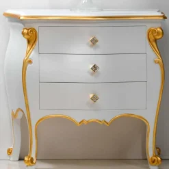 Viadurini Living Nachttische-Nachttisch im klassischen Wohnstil mit goldenem Applikationen Bio handmade