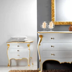 Viadurini Living Nachttische-Nachttisch im klassischen Wohnstil mit goldenem Applikationen Bio handmade