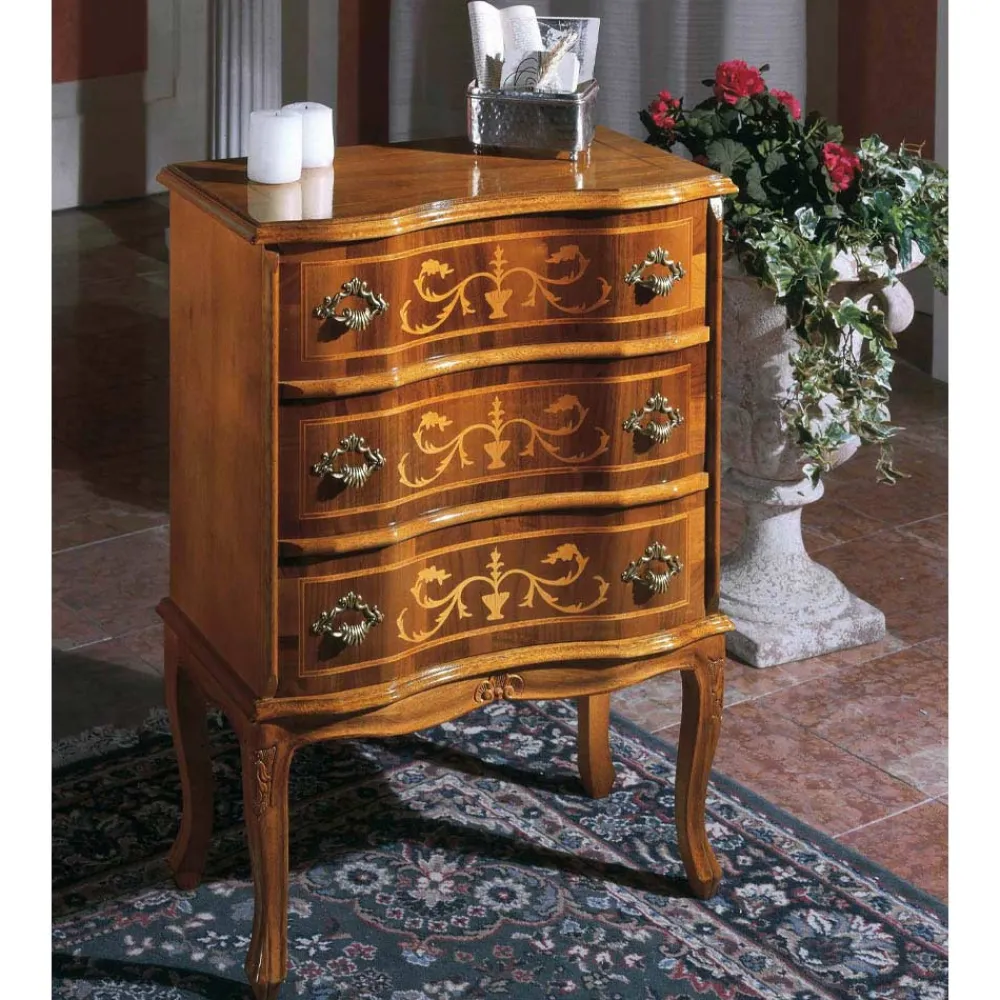 Viadurini Classic Nachttische-Nachttisch mit Schubladen aus Nussbaum oder weißem Holz Made in Italy - Elegant