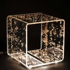 Viadurini Living Nachttische-Nachttischlampe LED Crystal Acryl und Blattgold, Silber oder Kupfer - Gnassi