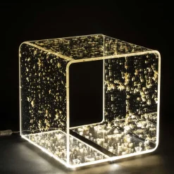 Viadurini Living Nachttische-Nachttischlampe LED Crystal Acryl und Blattgold, Silber oder Kupfer - Gnassi