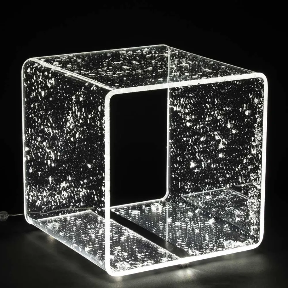 Viadurini Living Nachttische-Nachttischlampe LED Crystal Acryl und Blattgold, Silber oder Kupfer - Gnassi