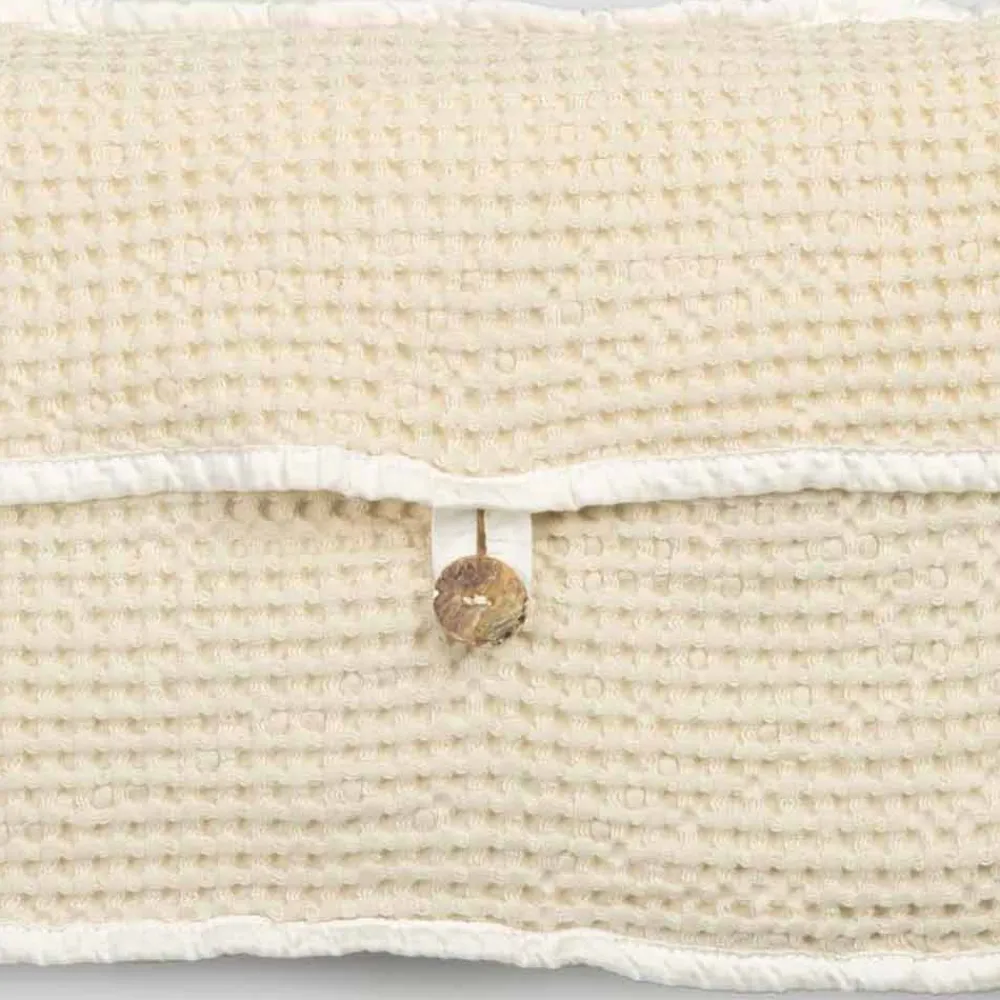 Viadurini Textile Italienische Mode-Natürliche weiße Waben-Baumwoll-Clutch-Tasche mit Perlmuttknopf - Anteha