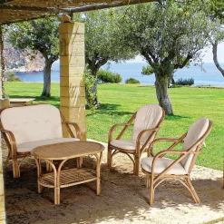 Viadurini in the Garden Sessel Rattan-Natürlicher Rattan-Gartensessel mit abnehmbarem Kissen - Maurizia