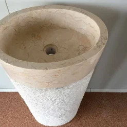 Viadurini Bathroom Steinwaschbecken-Natürliches weißes Steindesign freistehendes Waschbecken Siro, Einzelstück