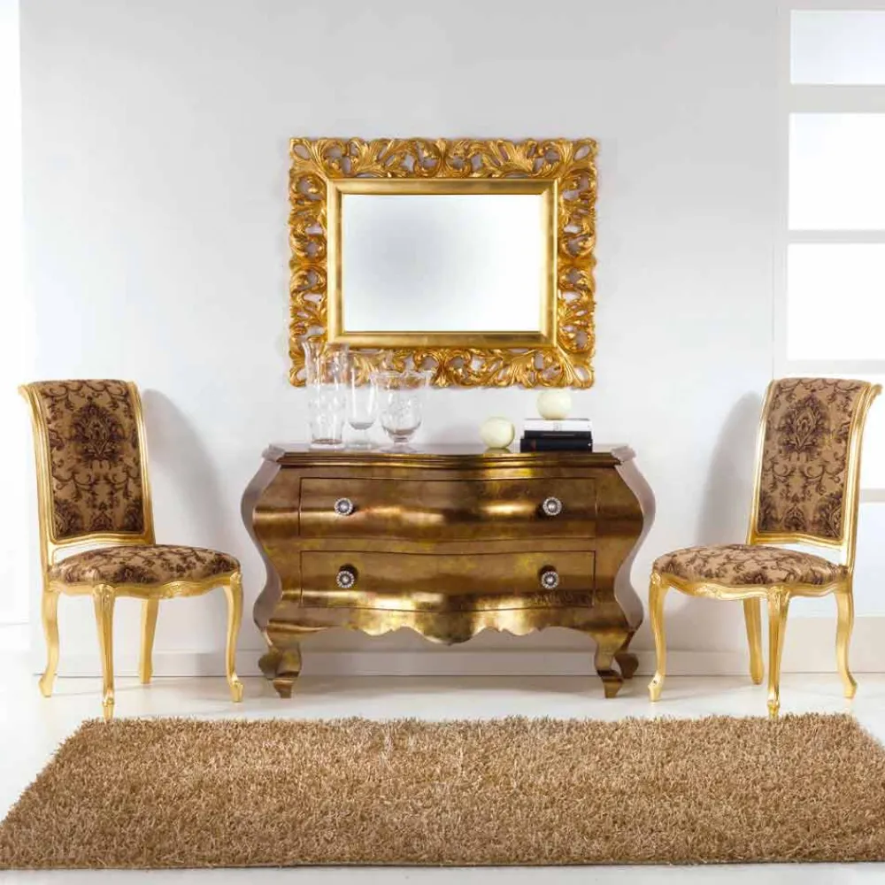 Viadurini Living Klassische Stühle-Neobarock Stuhl Velour aus Blattgold Bellini