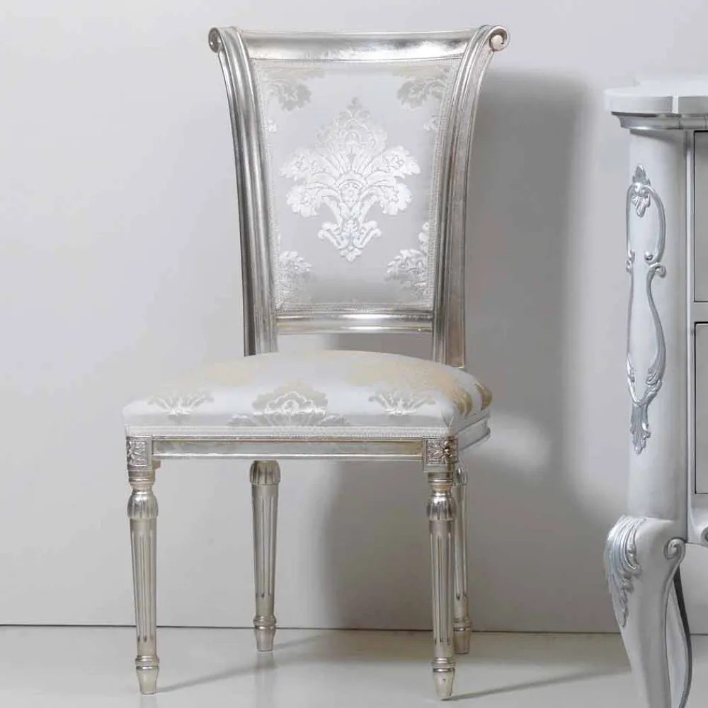 Viadurini Living Klassische Stühle-Neobarockstuhl in Velour Miel aus Blattsilber