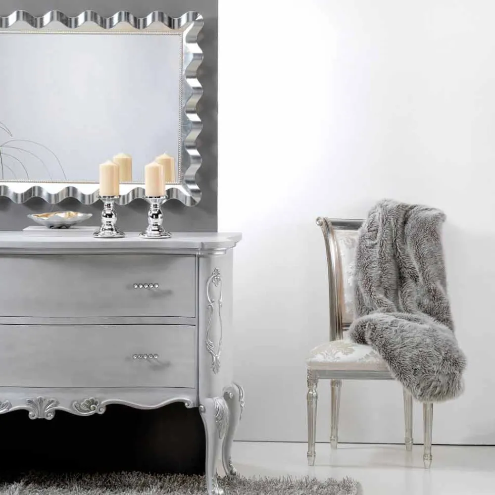 Viadurini Living Klassische Stühle-Neobarockstuhl in Velour Miel aus Blattsilber