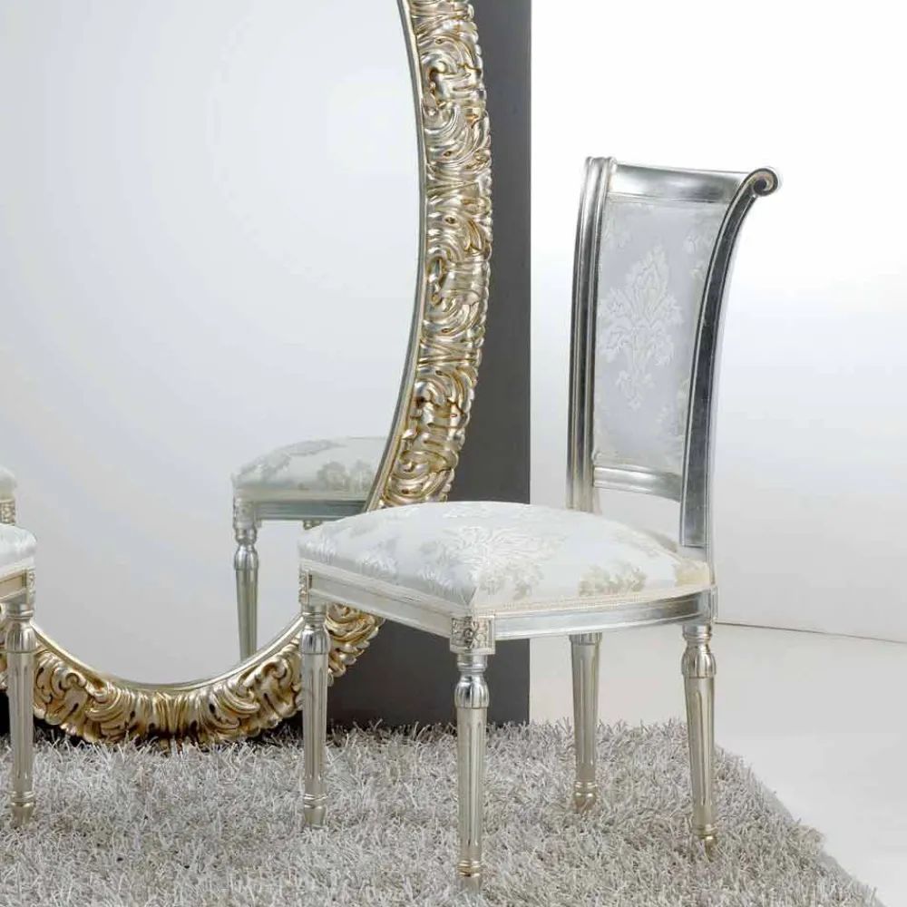 Viadurini Living Klassische Stühle-Neobarockstuhl in Velour Miel aus Blattsilber