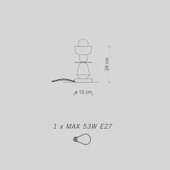 Ferroluce Moderne Tischlampen-Niedrige Keramik-Tischlampe in 2 Farben, hergestellt in Italien – Berimbau