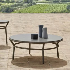 Varaschin Garten Beistelltisch-Niedrige Tischplatte HPL oder Keramik Made in Italy - Emmacross von