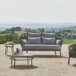 Varaschin Garten Beistelltisch-Niedrige Tischplatte HPL oder Keramik Made in Italy - Emmacross von