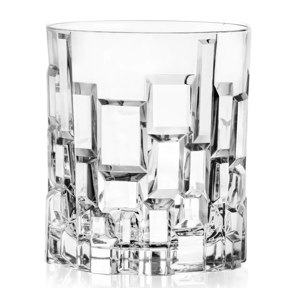 Viadurini Kitchen Italienisches Kristallgeschirr-Niedrige Trinkgläser aus verziertem Ökologischem Kristall 12 Stück - Catania