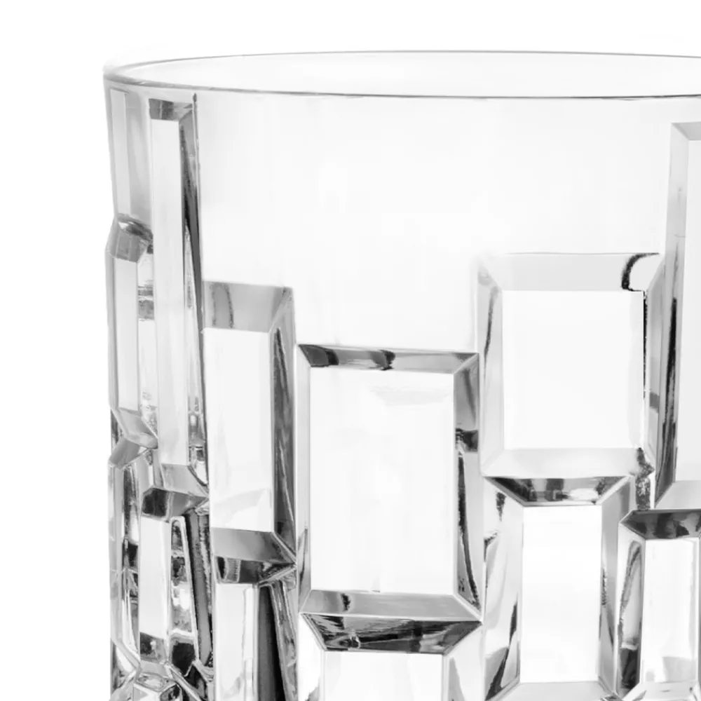 Viadurini Kitchen Italienisches Kristallgeschirr-Niedrige Trinkgläser aus verziertem Ökologischem Kristall 12 Stück - Catania