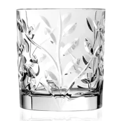 Viadurini Kitchen Italienisches Kristallgeschirr-Niedrige Trinkgläser in Eco Crystal Leaf Dekoration 12 Stück - Magnolio