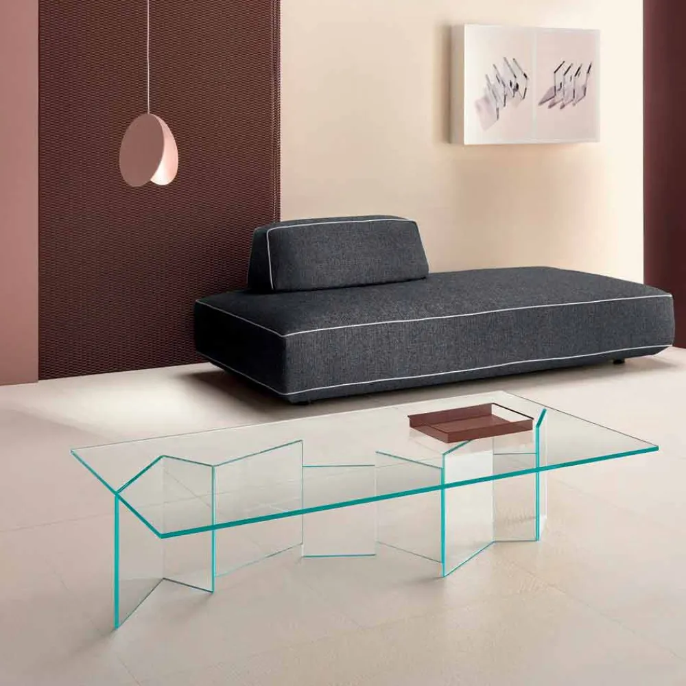 Viadurini Living Moderne Couchtische-Niedriger Couchtisch aus extra klarem Glas 2 Größen Made in Italy - Random